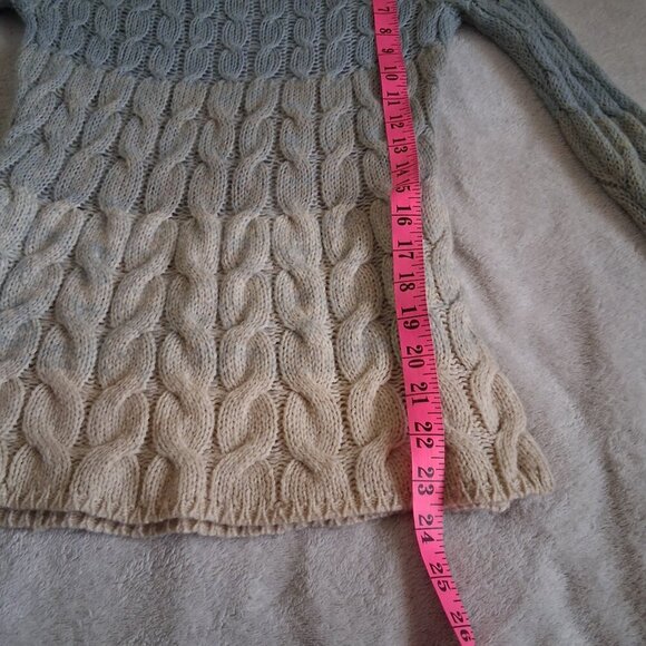 Anthropologie Sparrow XS Blue Ombre Wool Mohair Alpaca Blend Cable Knit Sweater - Picture 10 of 11
